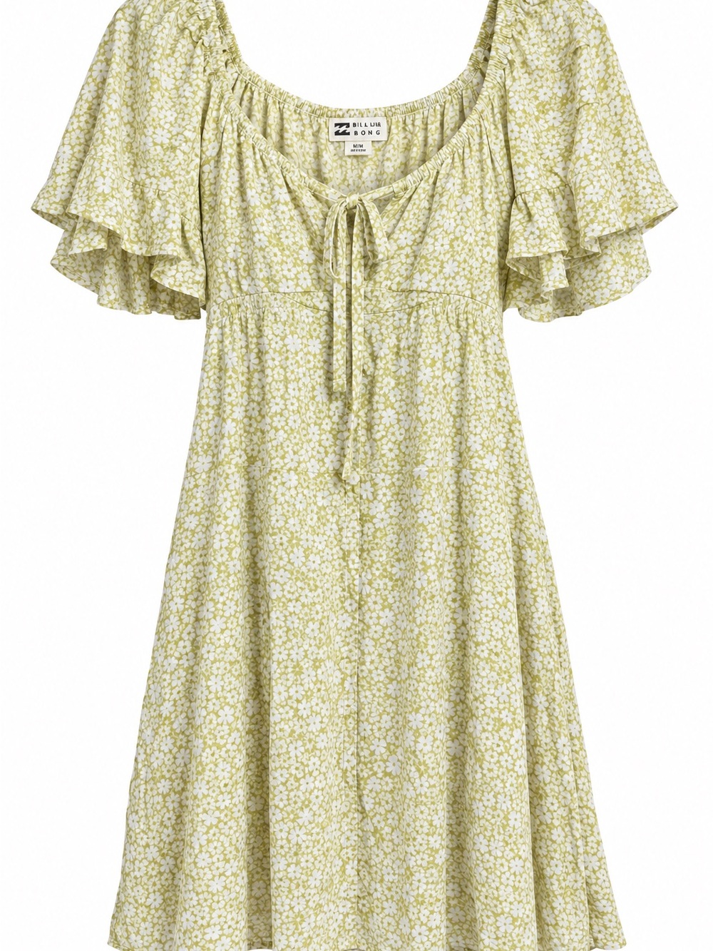 NWT Billabong Secret Garden Floral Babydoll Mini Dress Lime M/10 ABJWD00361